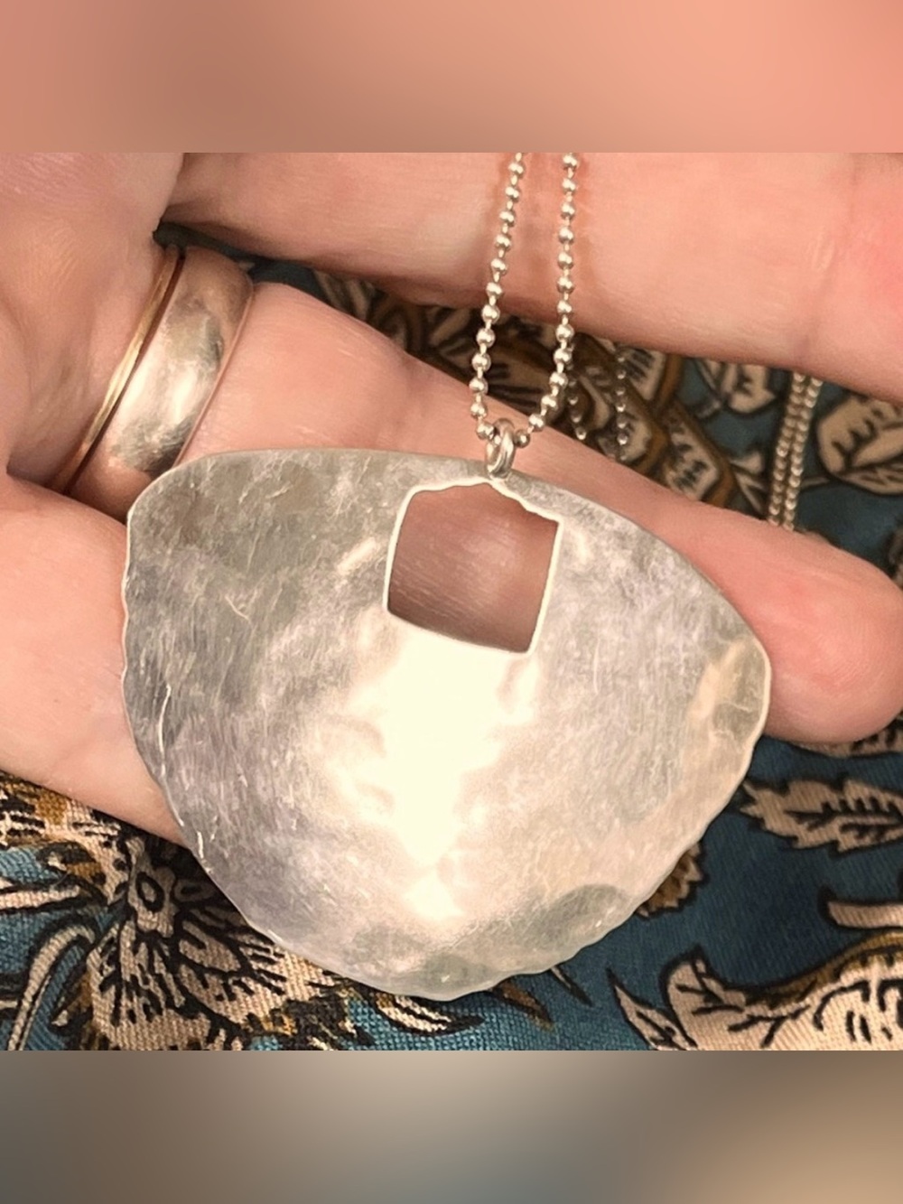 Silpada 925 Sterling Silver Hammered Big Dreamer 16” Pendant Necklace